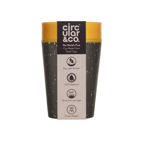 Circular Cup 8oz Black & Electric Mustard
