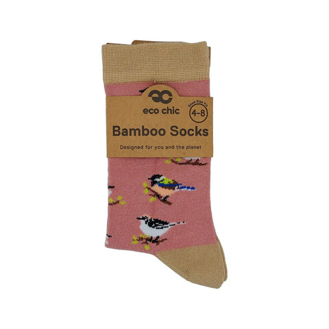 Pink Wild Birds Bamboo Sock