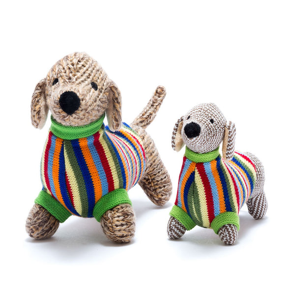 Knitted sausage dog toy