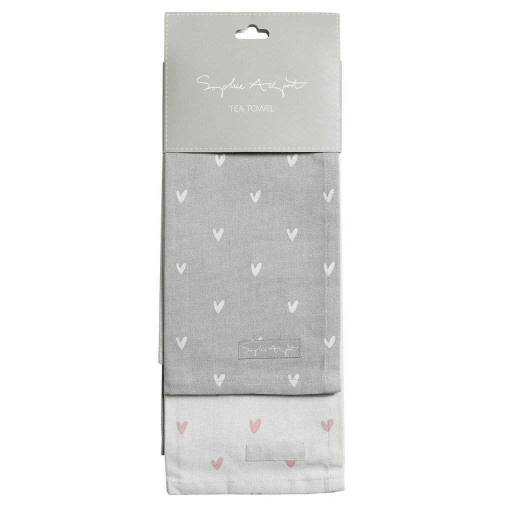 Sophie Allport Set of 2 Hearts Tea Towels, Kitchen Textiles
