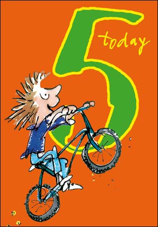 5th Birthday Card Boy on Bike