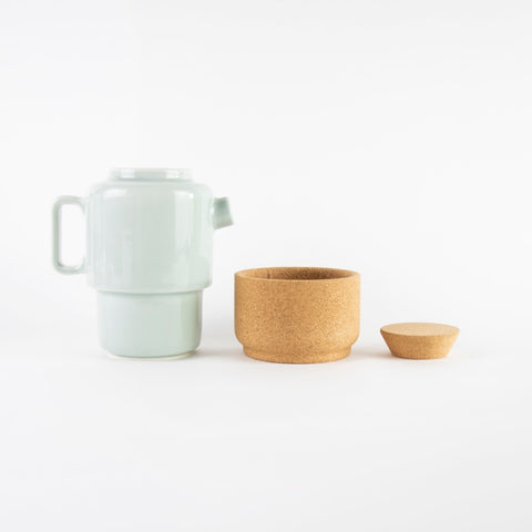 Aqua and Cork Teapot for Two