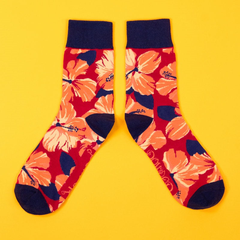 Powder UK Men's Socks Hibiscus Fuchsia