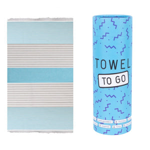 Towel to Go Turquoise and Grey