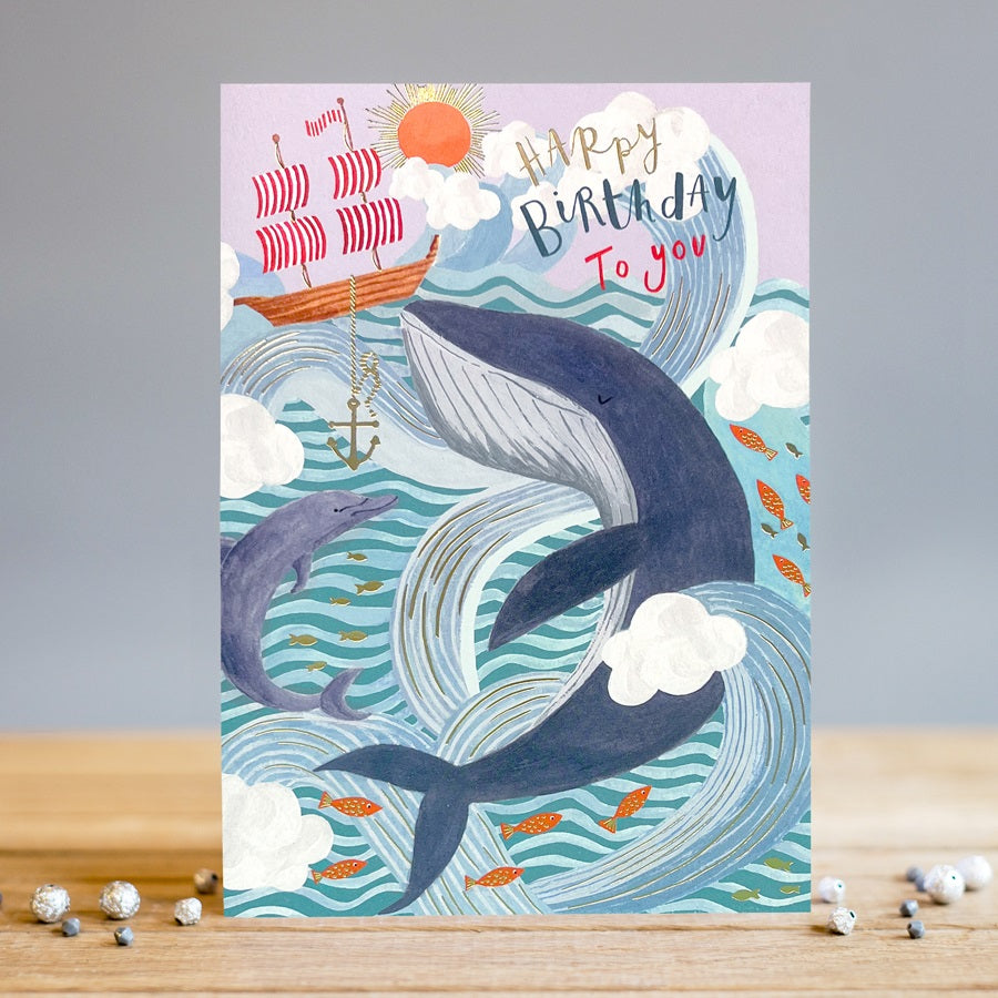 Birthday Whale & Waves Card