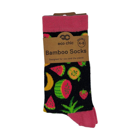 Black Mixed Fruit Bamboo Sock