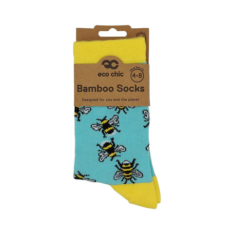 Blue Bumble Bee Bamboo Sock