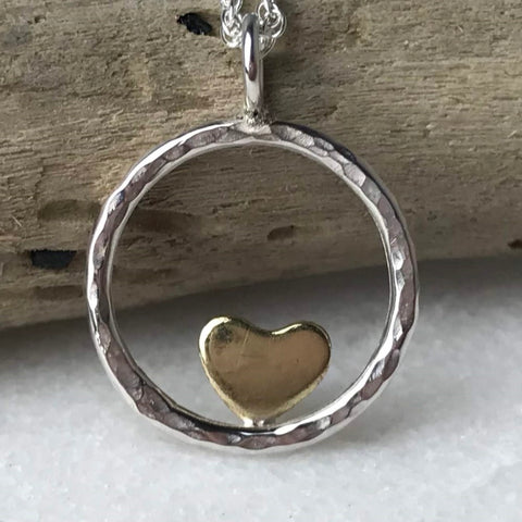 Brass Heart Hoop Necklace