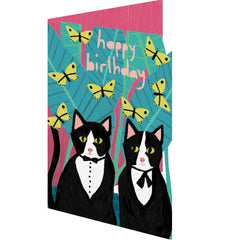 Two Cats in Shirts Birthday Card
