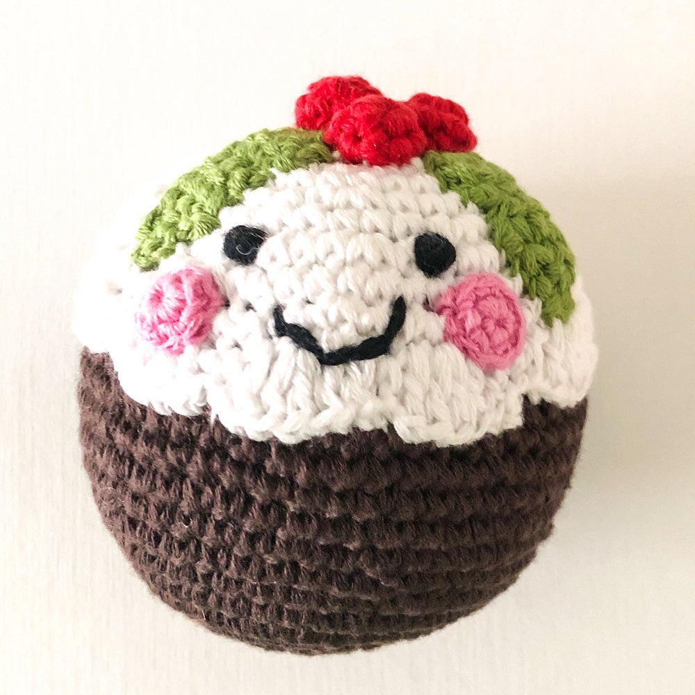 Christmas Pudding Knitted Rattle