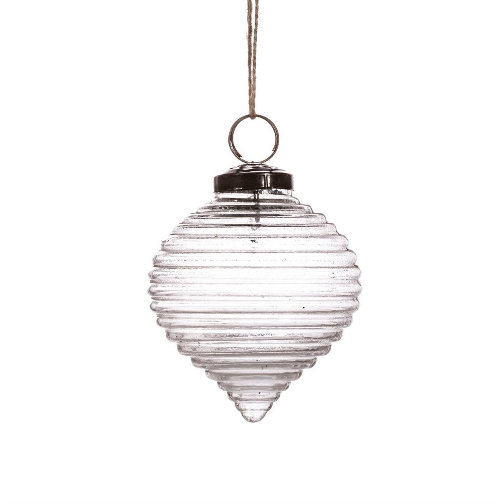 Clear Glass Rippled Bauble