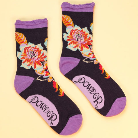 Powder UK Fantasy Floral Ankle Socks Navy