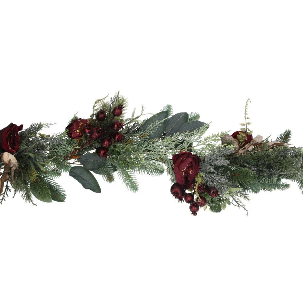 Leaf Garland With Red Roses
