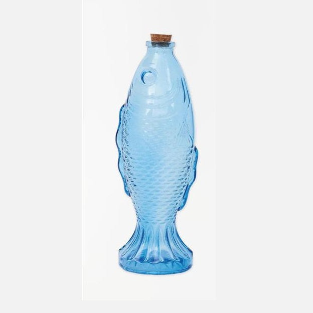 Fish Shaped Glass Bottle Blue