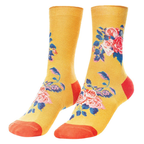 Powder UK Floral Vines Ankle Socks in Mustard