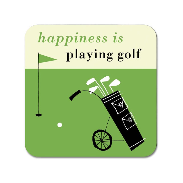Happiness is Playing Golf Coaster Green