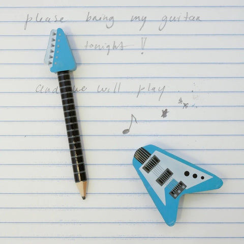 Guitar Pencil and Eraser