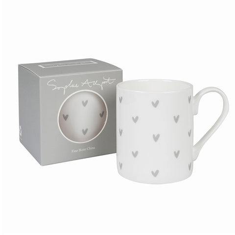 Sophie Allport Standard Hearts Mug Grey, Mugs