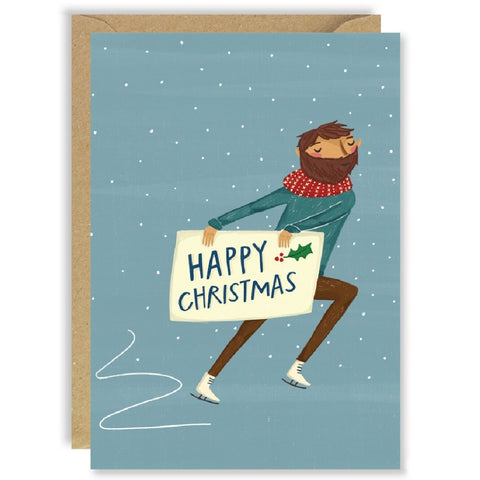 Skating Guy Happy Christmas Card