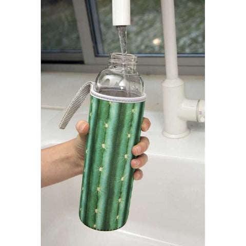 Cactus Glass Water Bottle with Neoprene Sleeve