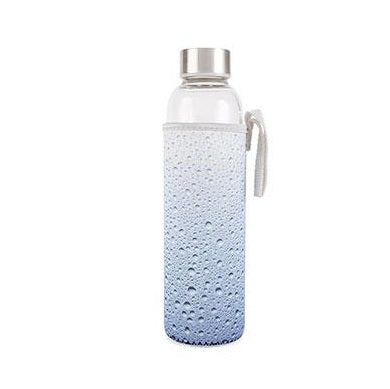 Waterdrops Glass Water Bottle with Neoprene Sleeve