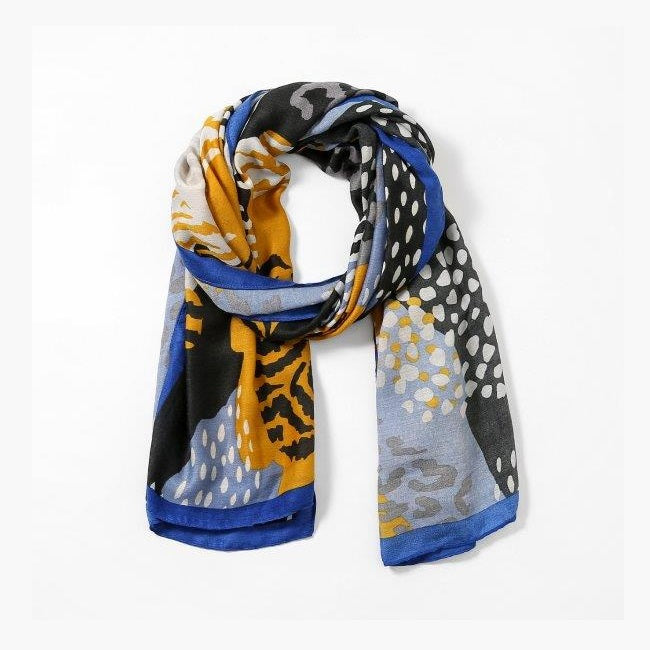 Safari Print Blue Scarf