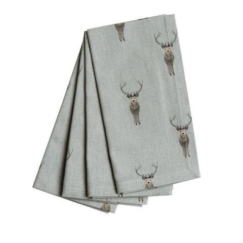 Sophie Allport Highland Stag Set of 4 Napkins, Kitchen Textiles