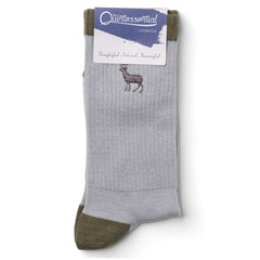 Mens Stag Embroidered Socks