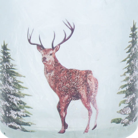 Opaque Tealight Pot Stag/Trees