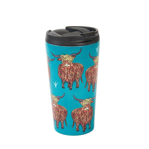 Teal Highland Cow Thermal Cup