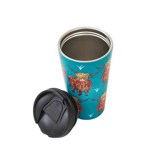 Teal Highland Cow Thermal Cup