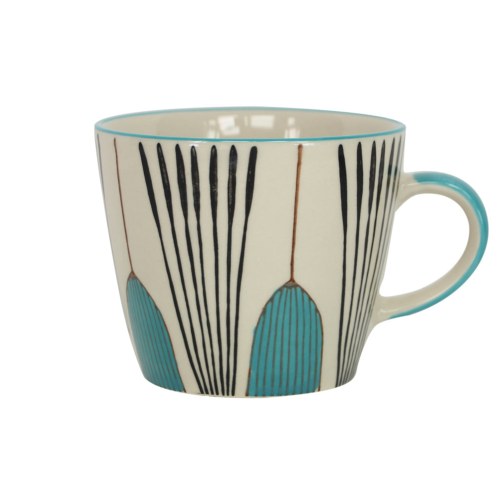 Teal Tulip Deco Ceramic Mug