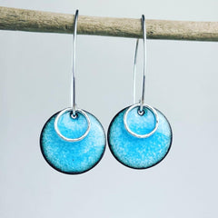 Turquoise Enamel Disc Earrings