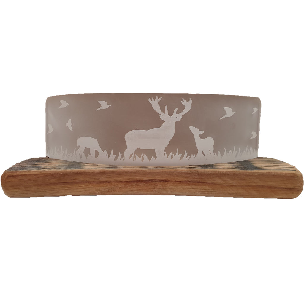 Large Stags Whisky Wood Tealight Holder