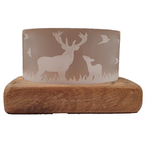 Small Stags Whisky Wood Tealight Holder