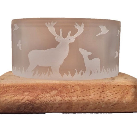 Small Stags Whisky Wood Tealight Holder