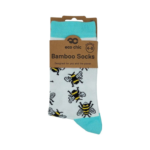 White Bumble Bee Bamboo Sock