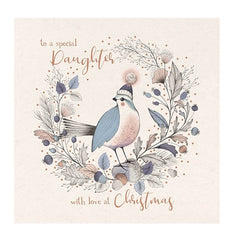 Daughter Christmas Card - Bird in Wreath